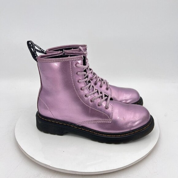 Dr Martens 1460 J Women Size 5 Pink Purple Metallic Slip Resistant Combat Boot - Picture 4 of 11